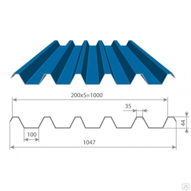 Профнастил Н-44 (1,047/1м) Ral 0,5 мм