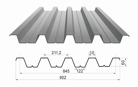 Профнастил Н-60 (0,92/0,845м) ZN 0,8 мм